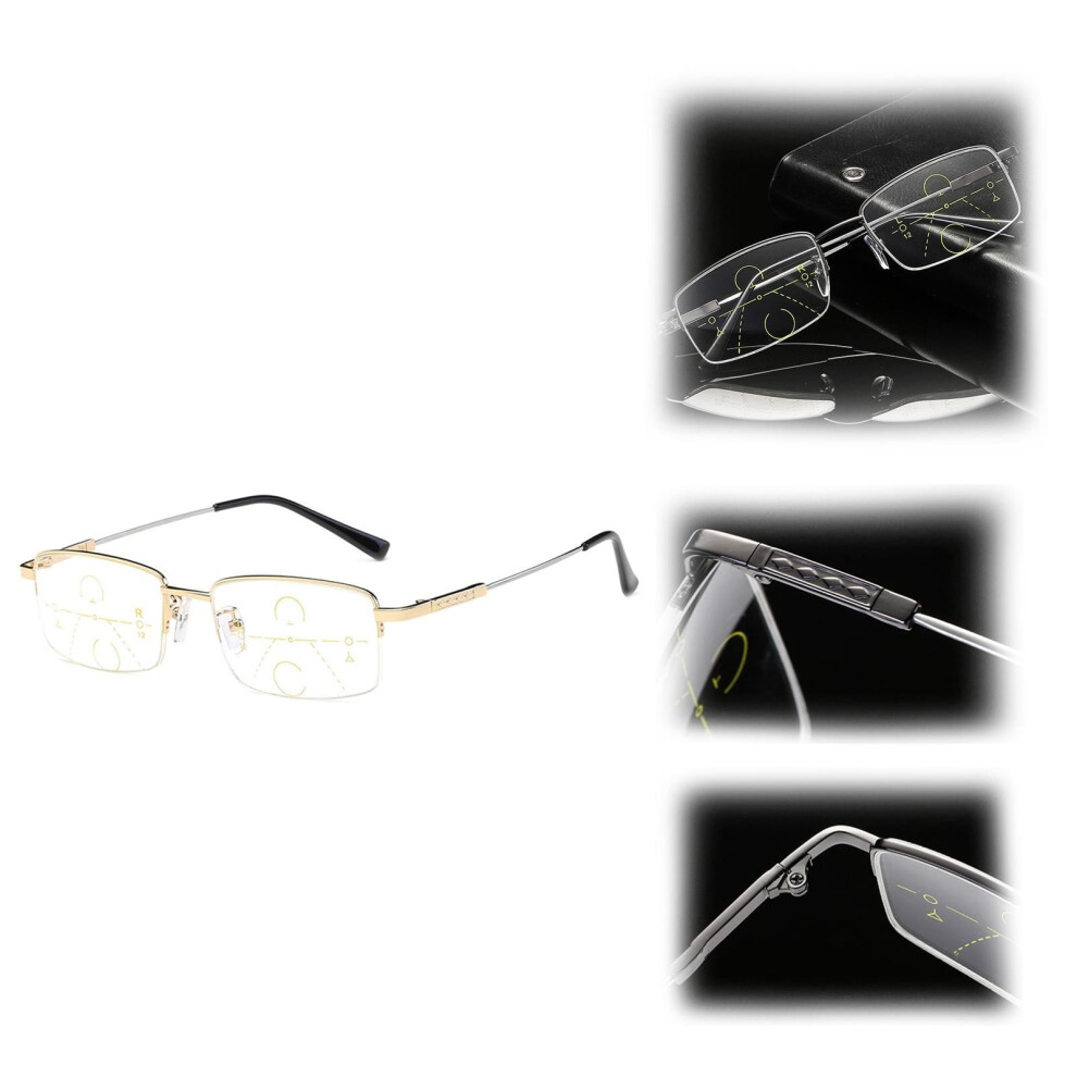 Blue/Light Teveq Glasses Clearance, Memory Titanium Anti Presbyopia Glasses With Automatic Zoom, Multi-Focus, Far & Near Use