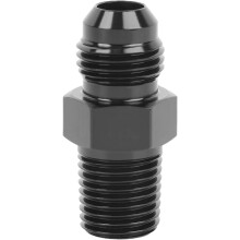 6AN mannelijke flare naar 1/4" NPT pijpfitting adapter, recht, aluminium, zwart, 1 stuk