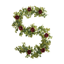 Ghirlandă artificială de eucalipt de 5,9ft cu flori, viță de vie artificială cu verdeață pentru nuntă, casă, decor de petrecere,
