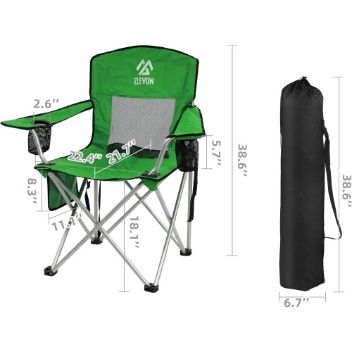 Καρέκλες Camping με Σκίαστρο, Πτυσσόμενη Ανακλινόμενη Στήριξη Camping με Τσάντα 2