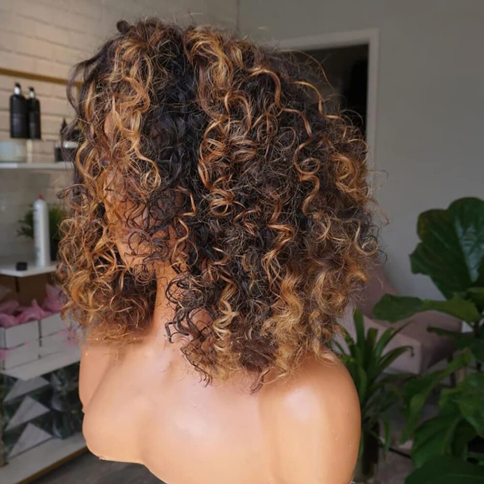 Unisex 13X6 Lace Front Loose Wave Human Hair Wig Highlight 1B/30 Remy 16 Inch 130% Density Natural Hairline