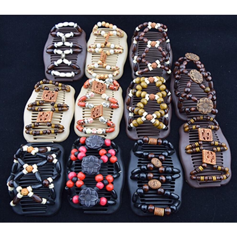 Hair Bun Maker for Thick Hair with Decorative Double Comb and Crystals, NonSlip Waterproof, 8 PCS