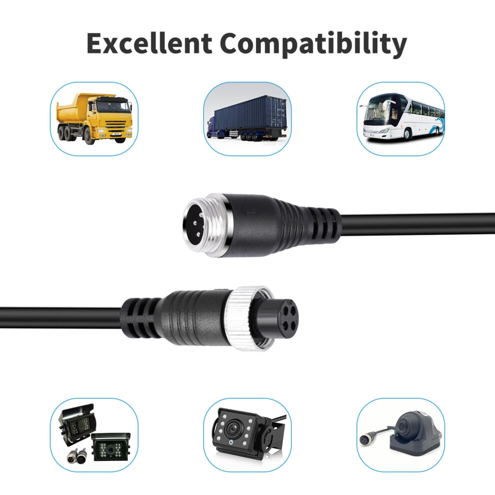 Susuchens M12-4Pin Aviation Video Extension Cable 15M For Ccd Rear View Camera, Rv Audio Cable With Male Female Connectors & Trigger Wire, Black 9482726538073
