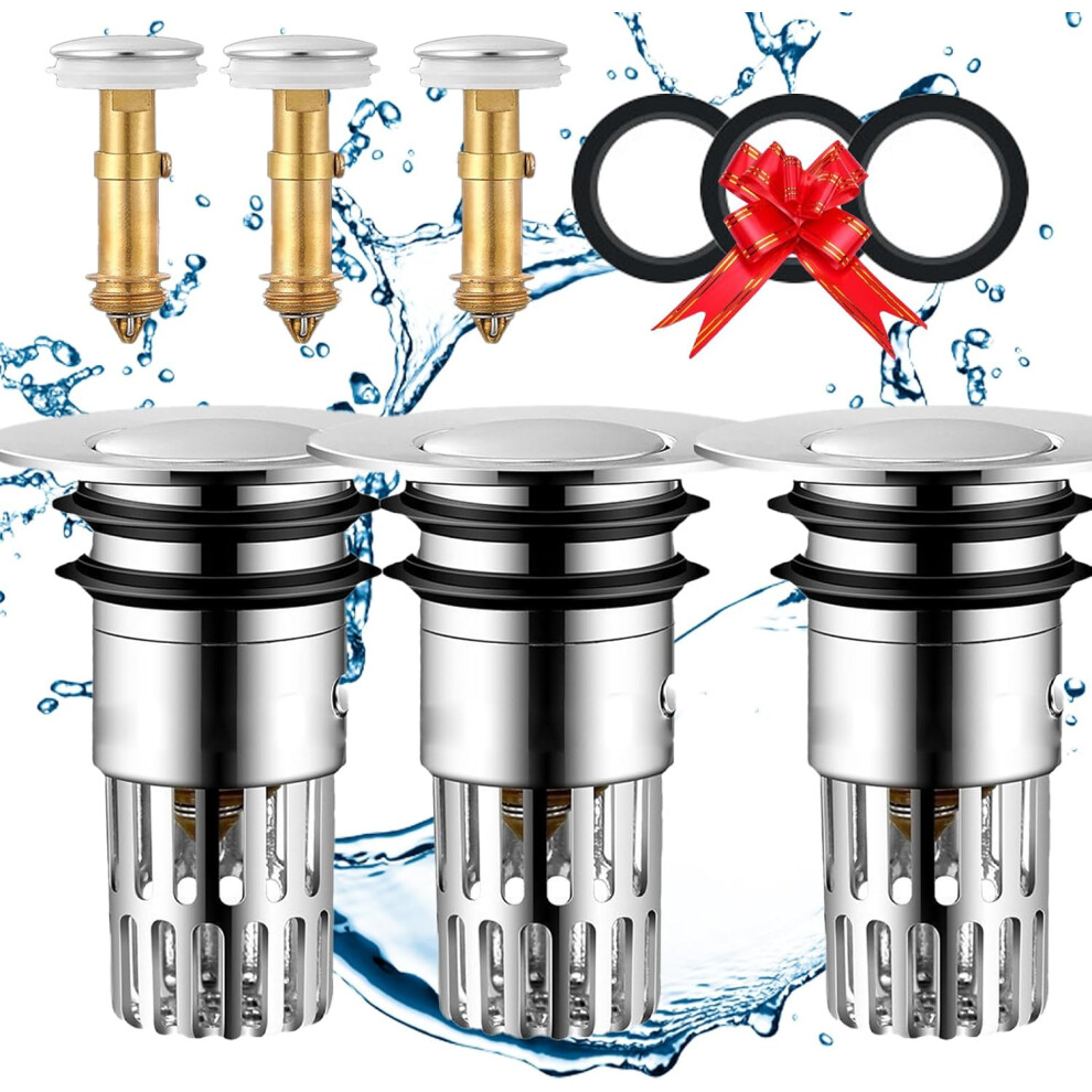 Universal Multi-Purpose Sink Drain Strainer For Bathroom, Kitchen & Agriculture Sinks - 3Pcs 9482726539414