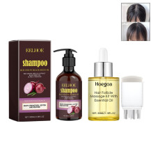 Onion Shampoo + Hair Oil +Applicator Set, Nourishing & Moisturising for Soft Hair & Shine for Men Women