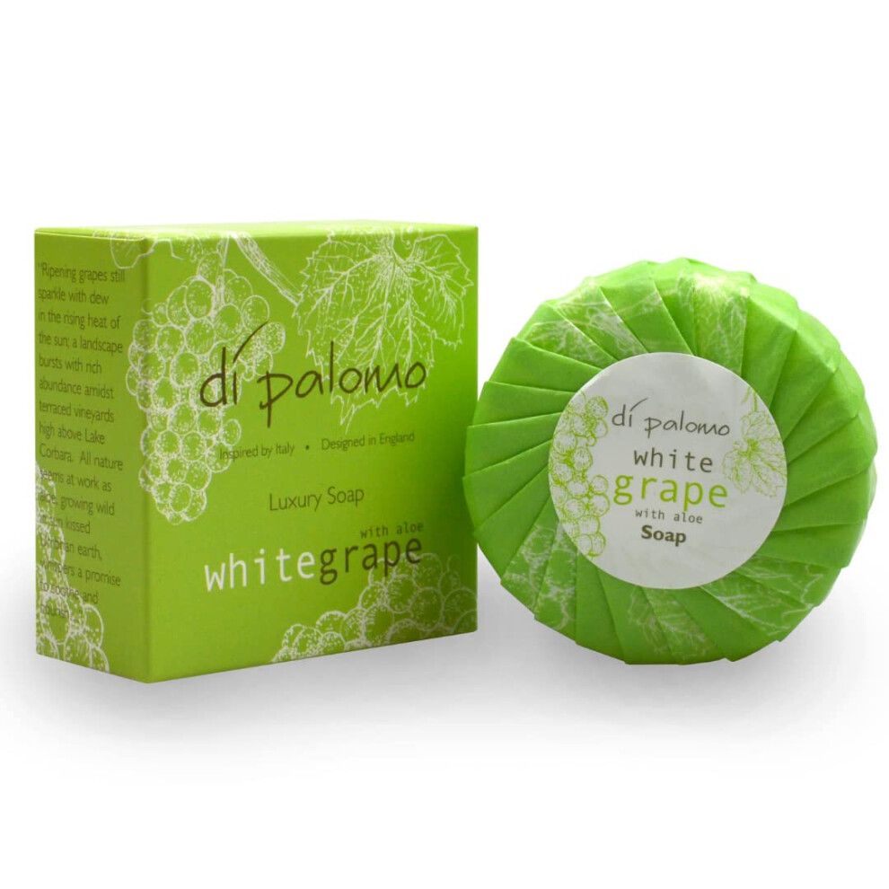Di Palomo White Vegan Grape & Aloe Luxury Soap Bar - 100G Hand Soap Moisturising Skin Care Ladies & Mens Luxury Soap Bars For Women & Men. Italian