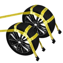 JCHL 2 Pack Yellow Basket Tow Dolly Straps With Flat Hooks For 15"-19" Tires, Universal, Compatible With Passenger Car, SUV, Truck