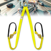 FITHOIST V-Bridle Tow Strap 2" x 6' with Snap Hooks, Cordura Sleeve, and Axle Straps | D-Ring for Enhanced Stability | Recovery Strap 5500lbs Load for