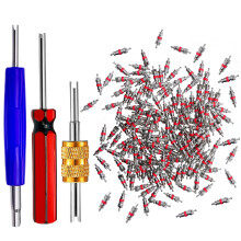 AUKISS Valve Core Removal Tool Set,Premium TPMS Safe, Nickel Plated Brass Valve Cores,Valve Core Kit for Cars, Trucks, Semi-Trucks, Motorcycles,