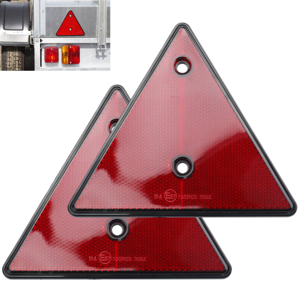 2Pcs Triangle Reflectors,Warning Triangle For Car,Trailer Reflector,Car Rear Reflector,Safety Reflectors, Triangle Warning Sign For Road Red 683304138626