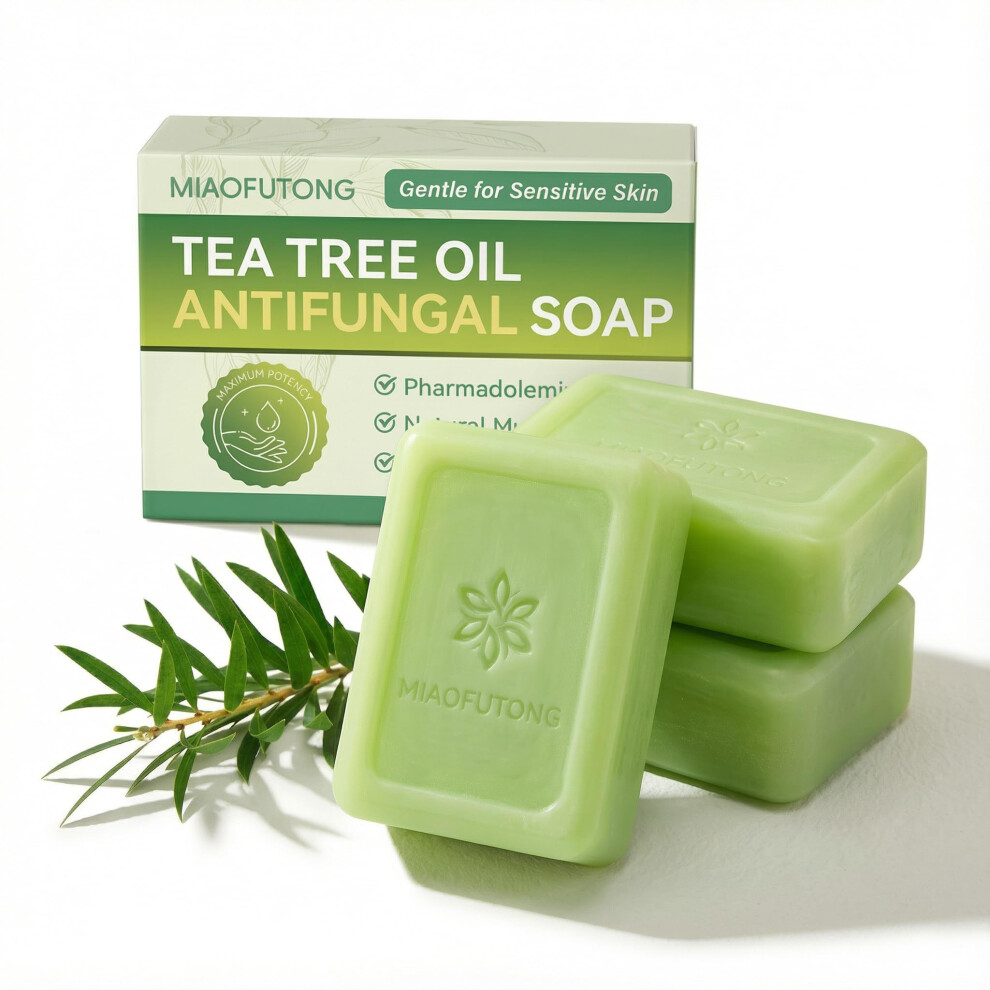 Wyok Tea Tree Soap Bar For Sensitive Skin, Gentle Clarifying Face & Body Cleansing Bar With Tea Tree Essential Oil, Fragrance-Light, Rinses Clean