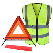 2 in 1 Warning Triangles for Cars Emergency Breakdown Kit with Reflective Safety Vest,Foldable Car Emergency Warning Triangle,Triangle Warnings Sign