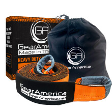 GearAmerica Recovery Tow Strap 4" x 30' | Ultra Heavy Duty 45000 lbs (22.5 US Tons) Strength | Triple Reinforced Loops + Protective Sleeves |