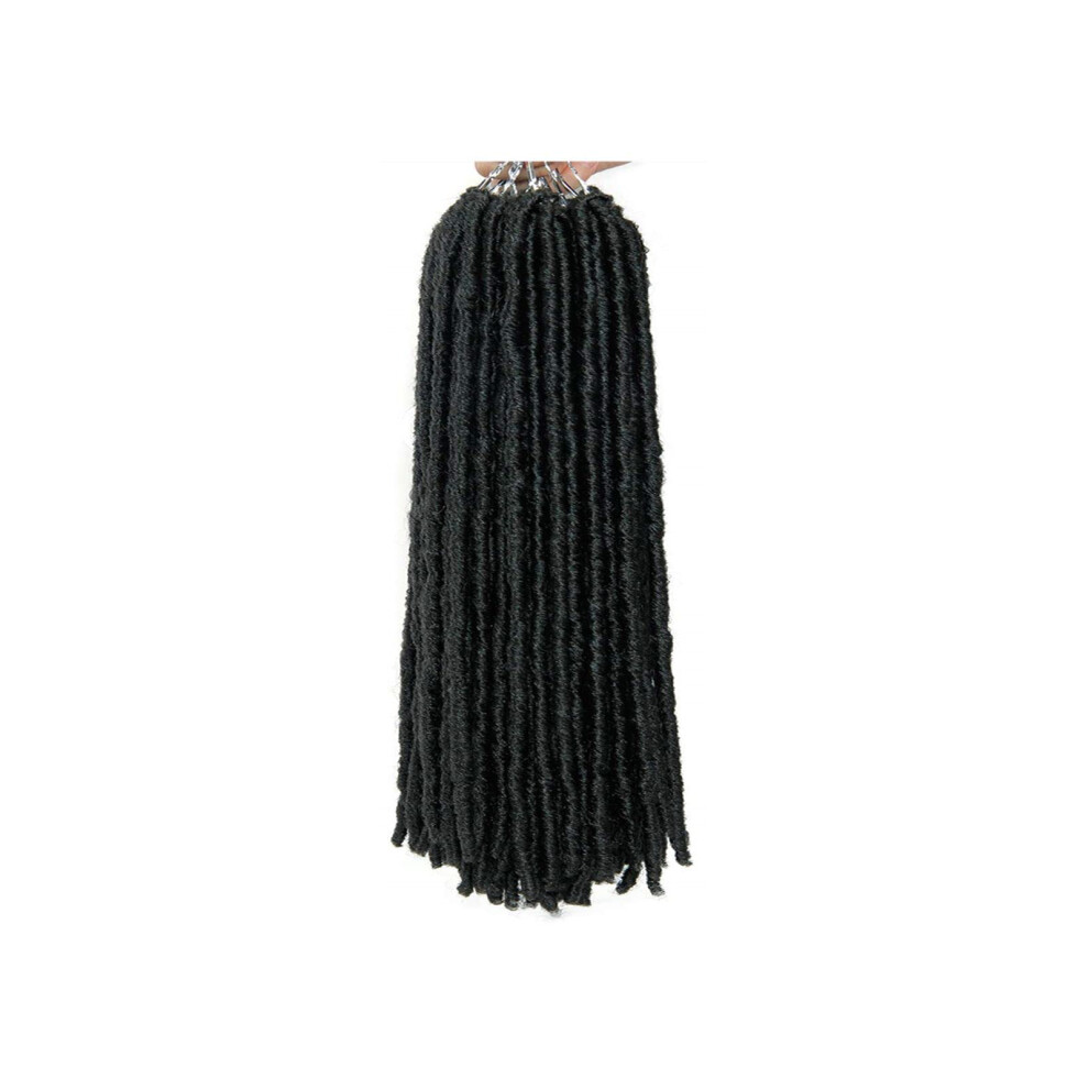 Unisex 18 Inch Goddess Locs Crochet Hair Extensions Straight Faux Locs Braids Prelooped Synthetic 1B#