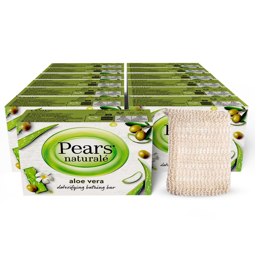 Pears Naturale Aloe Vera Soap Bars 100G 12 Pack + 1X Soap Bag
