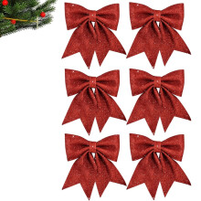 6 glänzende silberne Glitzerschleifen (12,7 x 12,7 cm) – perfekt für Geschenkboxen, Weihnachtskörbe, Hochzeiten, Geburtstage und Partydekoration