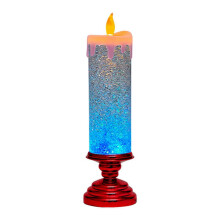 Vela de Natal LED ckepdyeh, vela de água LED com mudança de cor e glitter, sem chama, para mesa, vermelha.