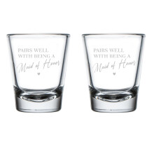 Set of 2 Shot Glasses 1.75oz Shot Glass Pairs Well With Being A Maid Of Honor Gift Maid Of Honor Proposal Will You Be My Maid Of Honor
