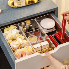 Juego de organizadores de cajones Travelwant: cajas de almacenamiento transparentes para joyas, maquillaje, cocina y oficina; compatibles con cajones