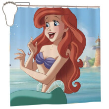 Ariel waterdicht douchegordijn van polyesterstof, badkamerdecoratie, douchegordijnset met haken, 72x72 inch