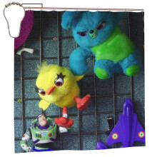 Waterdicht douchegordijn van polyester met Toy Story-print, badkamerdecoratie, douchegordijnset met haken, 72 x 72 inch.