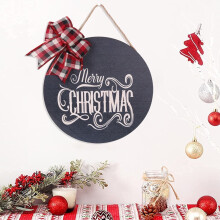 Rundes Weihnachtsschild aus Holz zum Aufhängen, passend zur Weihnachtsdekoration an Wand und Tür, Schleifendesign