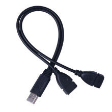 USB 2.0 mannelijke 1-naar-2 dubbele USB vrouwelijke splitter hub kabeladapter converter zwart