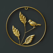 Metalen blad wanddecoratie, boombladeren wandkunst hangende sculptuur decoratie gouden esdoorn palmblad wandhanger ornament
