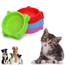 Comedero para mascotas Walbest, comedero con forma de cara de gato, duradero, antideslizante, de color sólido, para perros, cachorros y gatitos -