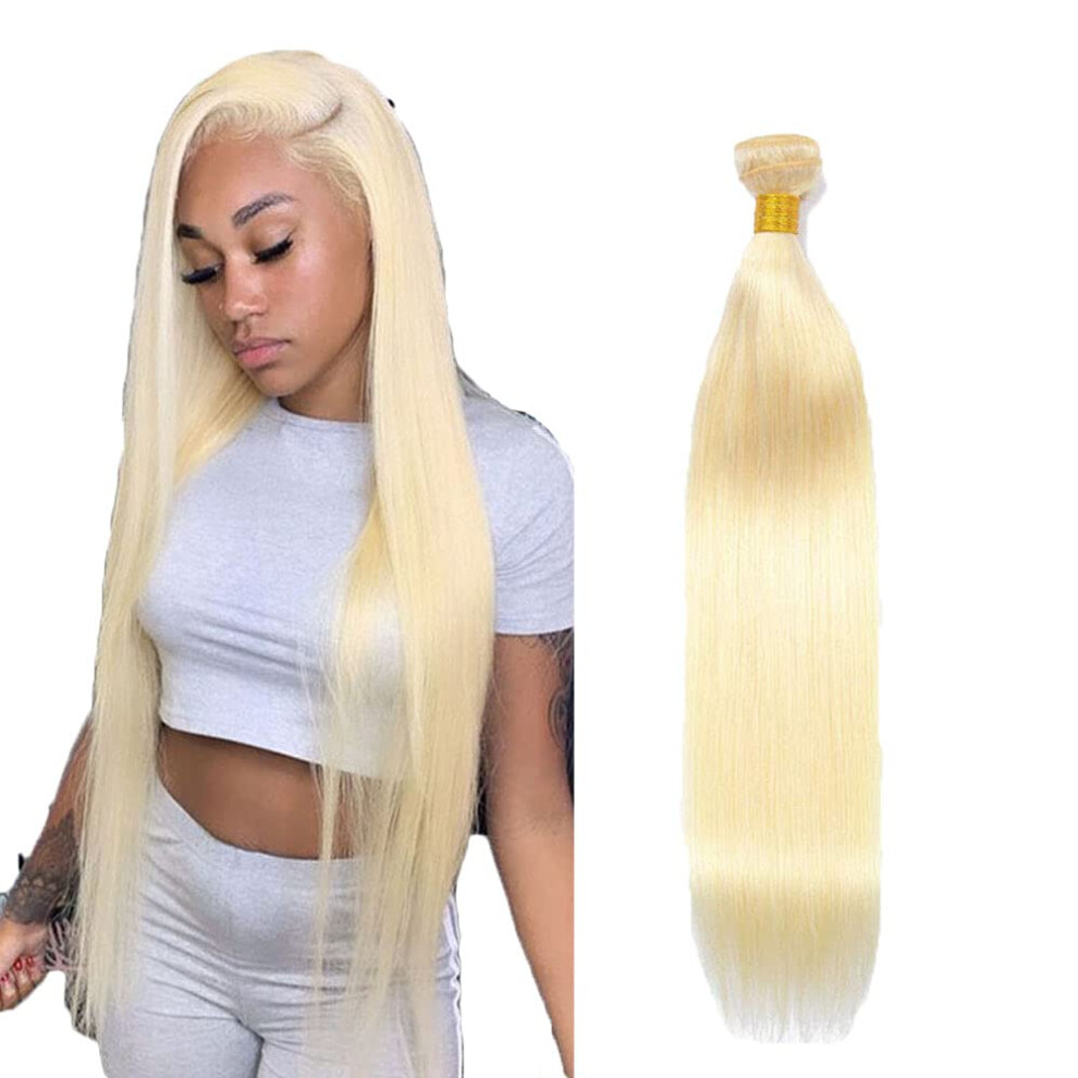 Unisex 613 Blonde Human Hair Bundle 14 Inch Brazilian Virgin Straight Weave 8A Grade Natural