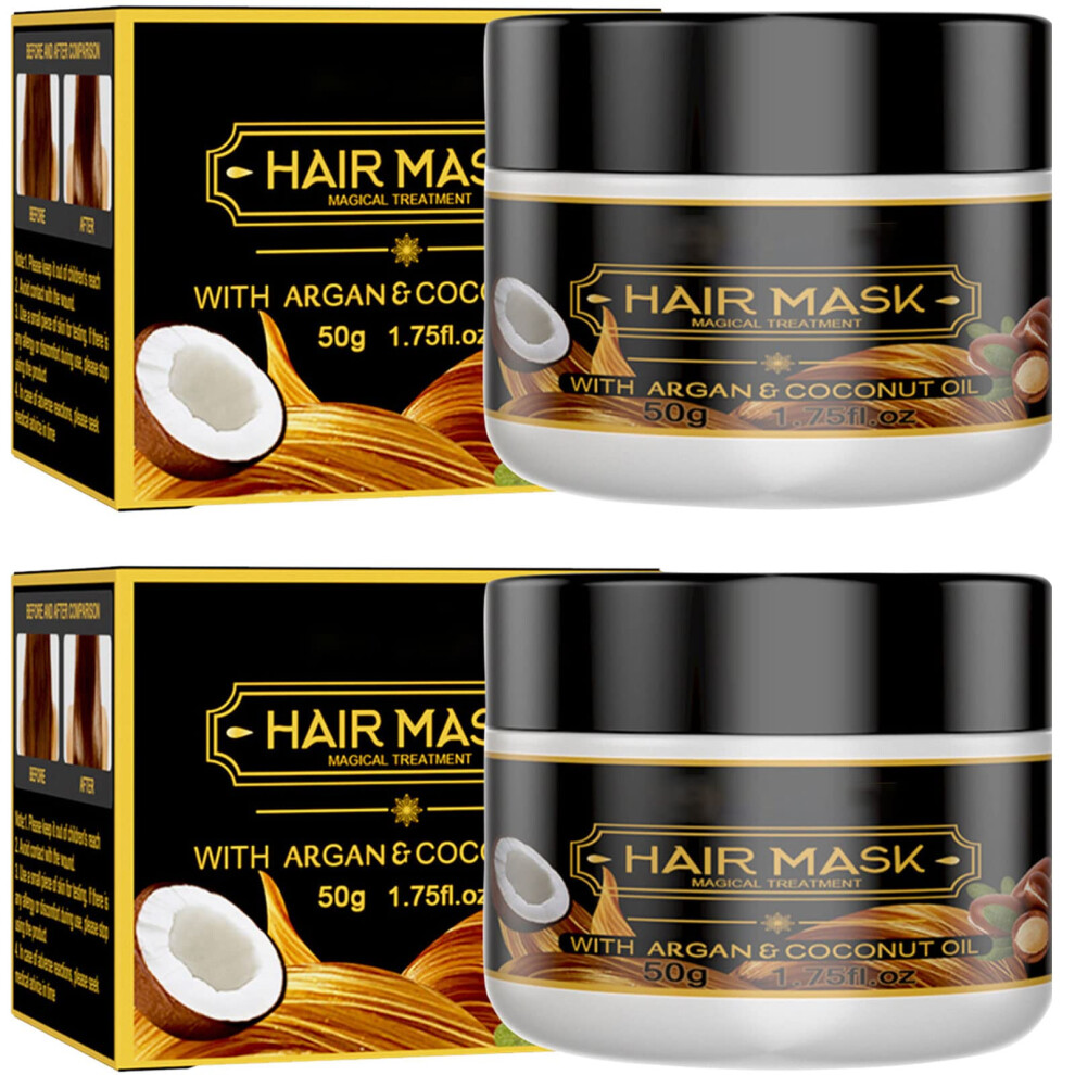 Coconut Oil Hair Mask Deep Conditioning Treatment for Damaged Dry and Color Treated Hair 2PCS