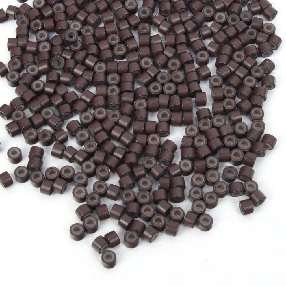 Unisex Brown 4Mm Silicone Lined Micro Rings For Itip Hair Extensions 500Pcs Secure Nonslip Grip