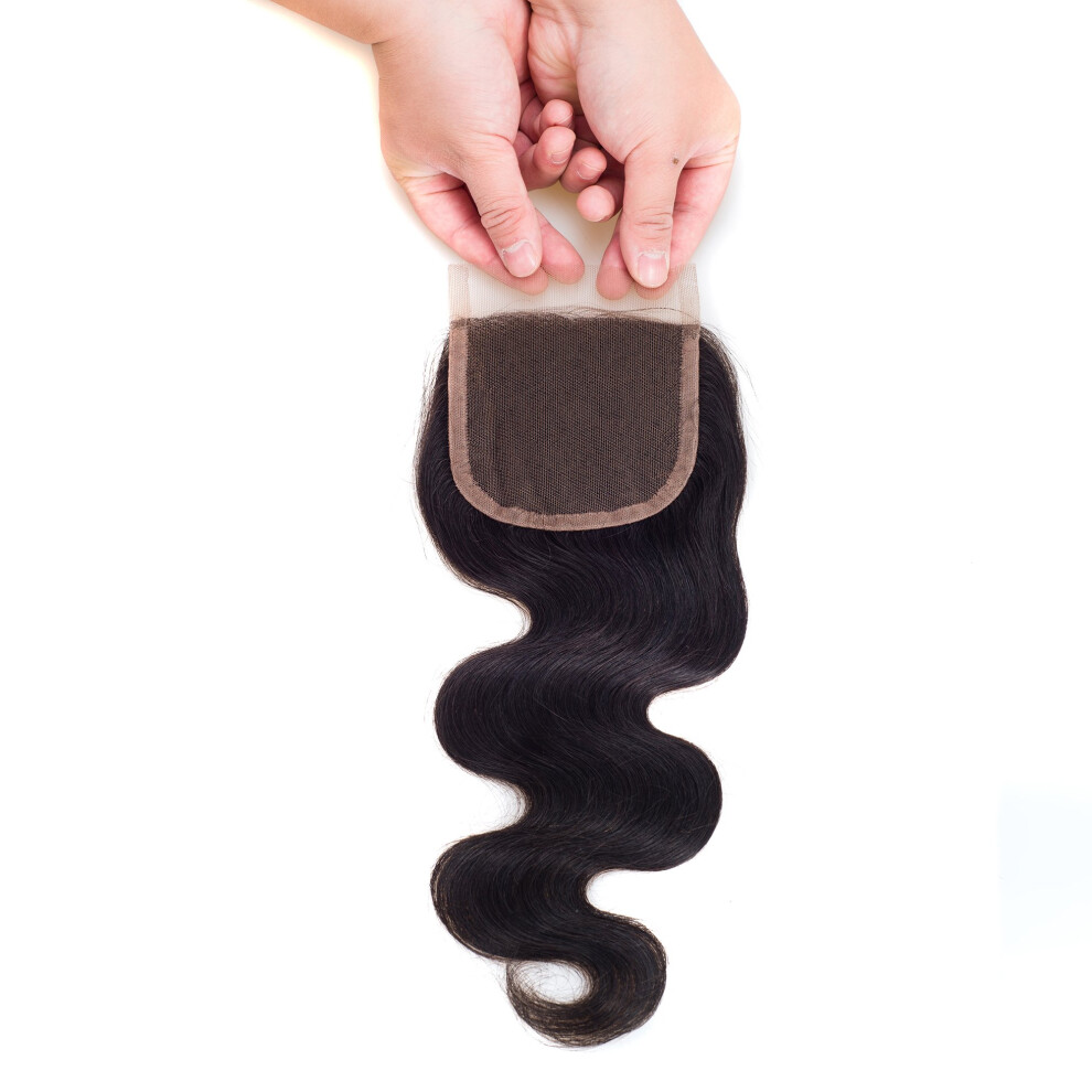 Brazilian Virgin Hair Closure 4x4 Body Wave Human Hair Lace Closure 18 Inch Natural Color 6A
