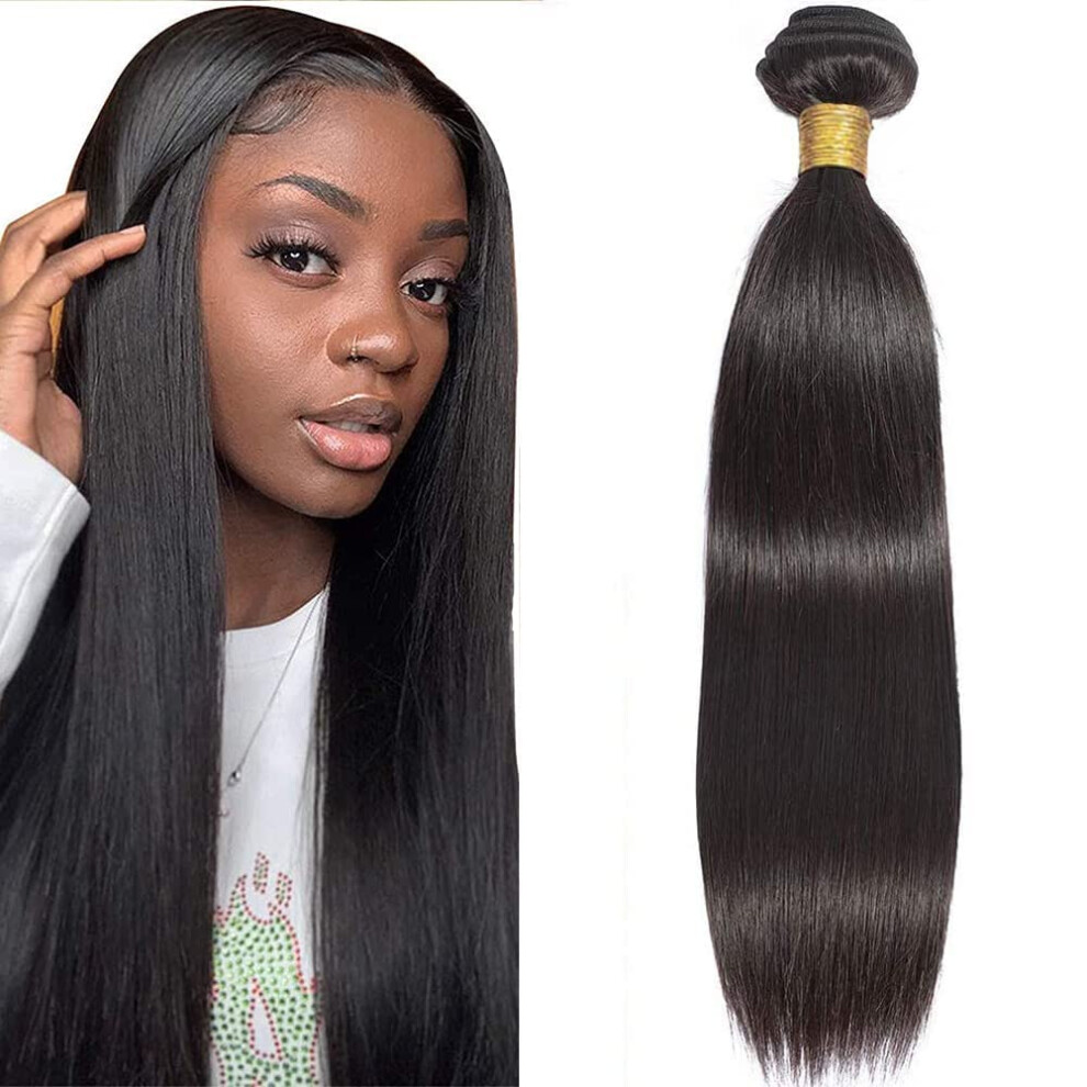 Unisex Black 10A Brazilian Virgin Straight Hair Bundle 18 Inch Natural Double Weft Tangle