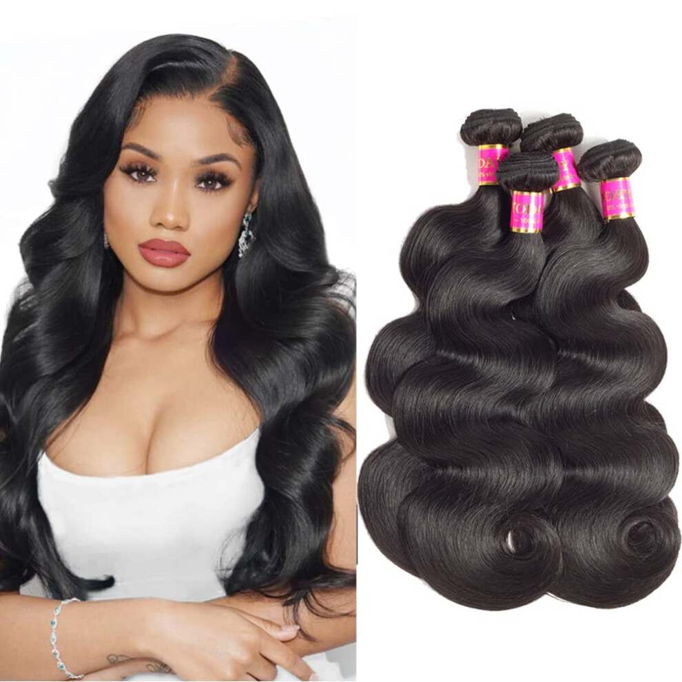 Unisex Peruvian Body Wave Virgin Human Hair 4 Bundles 12 14 16 18 Unprocessed Remy Extensions Natural Color