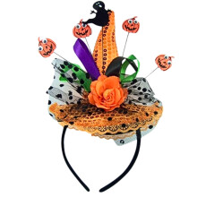 Halloween Witch Hat Headband with Ghost and Pumpkin for Cosplay and Party Costume Accessory