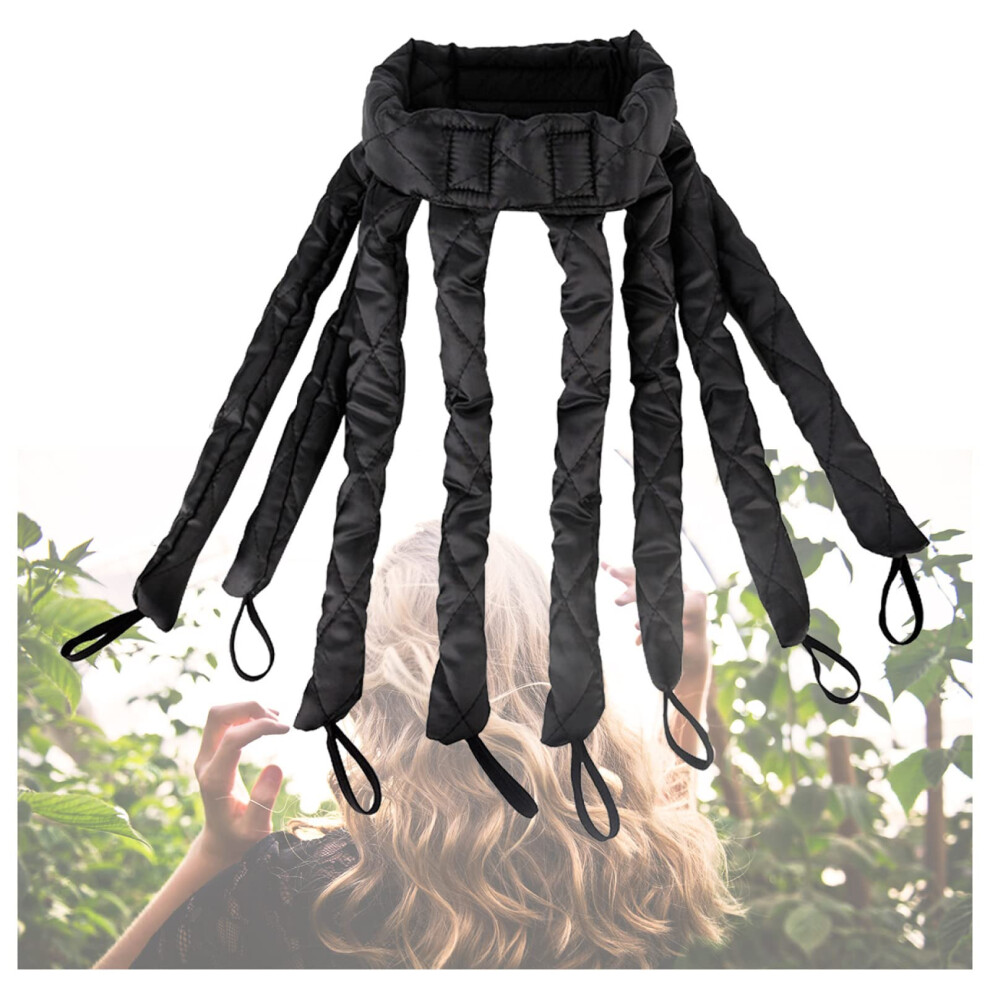 Black Heatless Hair Curlers Silk No Heat Curling Headband For Overnight Curls Medium Hair