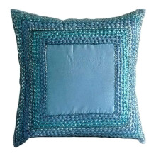 22x22 tuuman vedensininen 3D-paljetein koristeltu koristetyynynpäällinen, taidesilkkinen neliönmuotoinen tyynynpäällinen - siniset juhlat