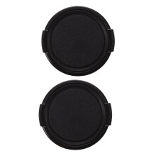 2X Camera Plastic Side Pinch Clip on Front Lens Cap Protective Cover Black 49mm