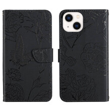 Etui til kompatibel med iPhone13Mini Blomster og sommerfugle med håndledsrem PU-læder Flip-cover Stødfast læderetui Anti-faldbeskyttelse