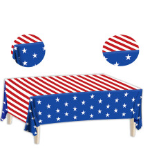 Maxiaoxia 4th of July tafelkleed, patriottisch wegwerp plastic tafelkleed met Amerikaanse vlag, feestartikelen geschikt voor picknickevenementen