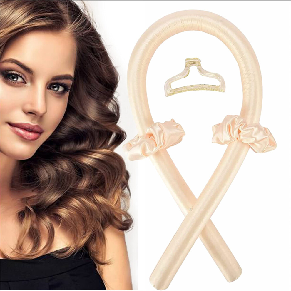 Gold Heatless Hair Curlers Overnight No Heat Curling Headband With Hair Clips For Long Hair Women Champagne