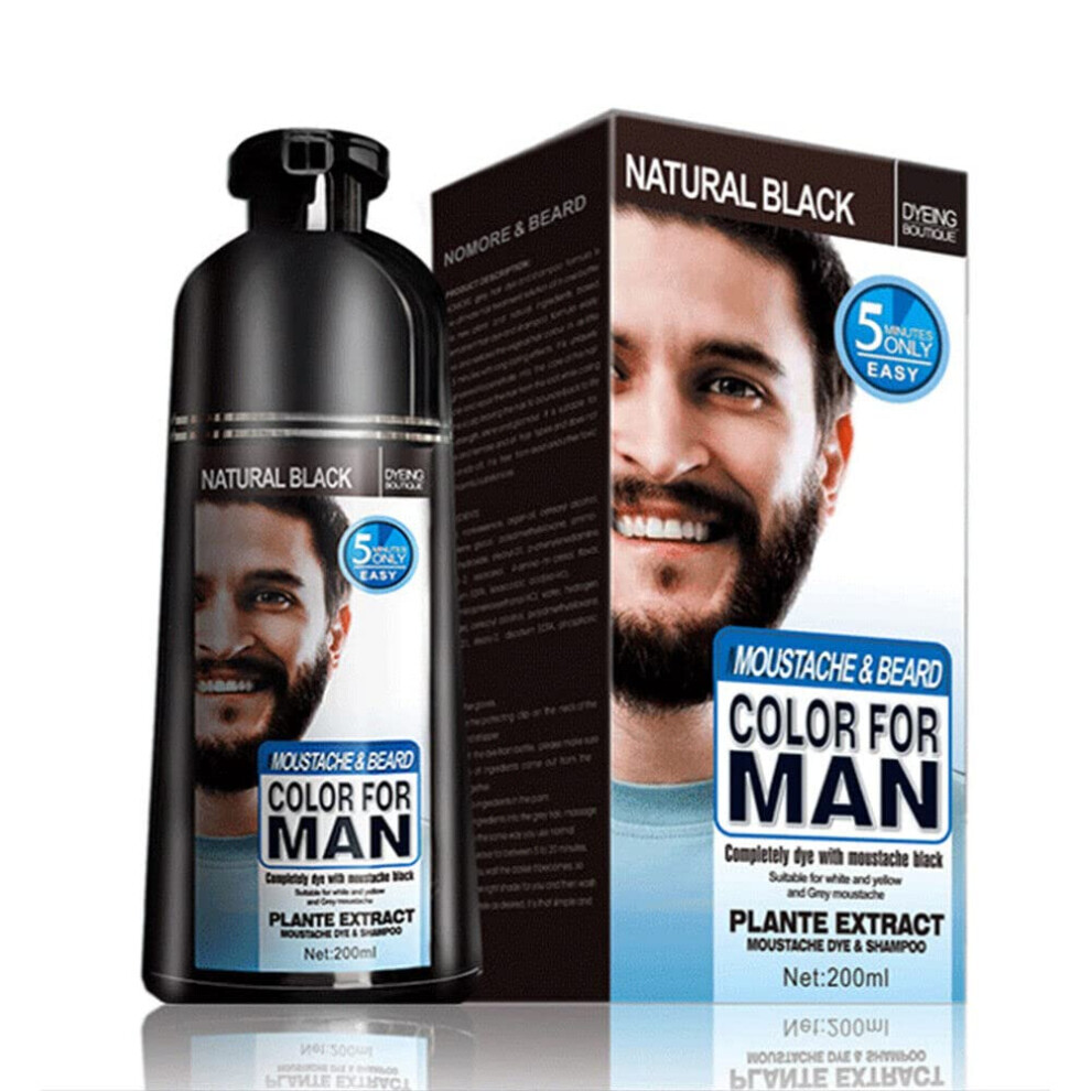 Black Beard Dye Shampoo For Men Instant Color Ammonia Dual Beard Hair Use 200Ml