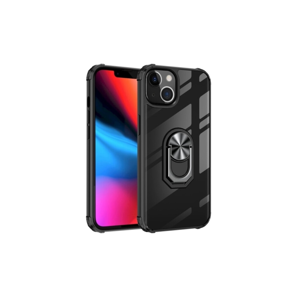 Compatible With Iphone 14 Plus Shell Shockproof Ring Hybrid Black/Silver 9482828943799