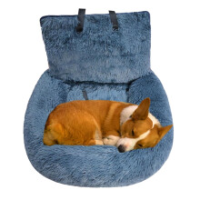 Dog Car Seat with Safety Straps, Washable Plush Pet Booster for Travel, Adjustable Leash for All Sizes