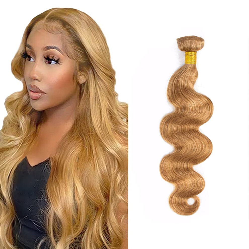 Unisex Brazilian Virgin Hair Bundles Honey Blonde Body Wave 20 Inch Double Weft Human Hair Extensions