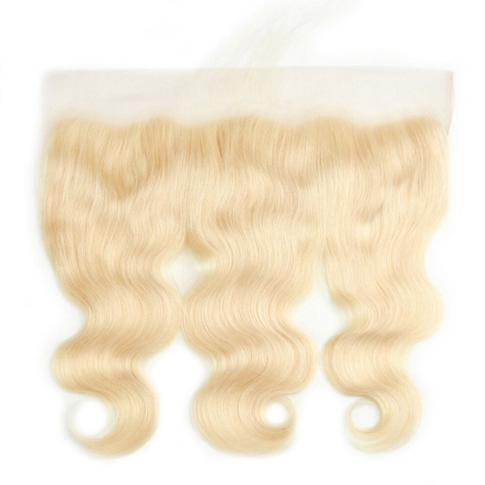 Unisex 613 Blonde Lace Frontal Closure 13X4 Ear To Ear With Baby Hair 12 Inch Natural Hairline Effect