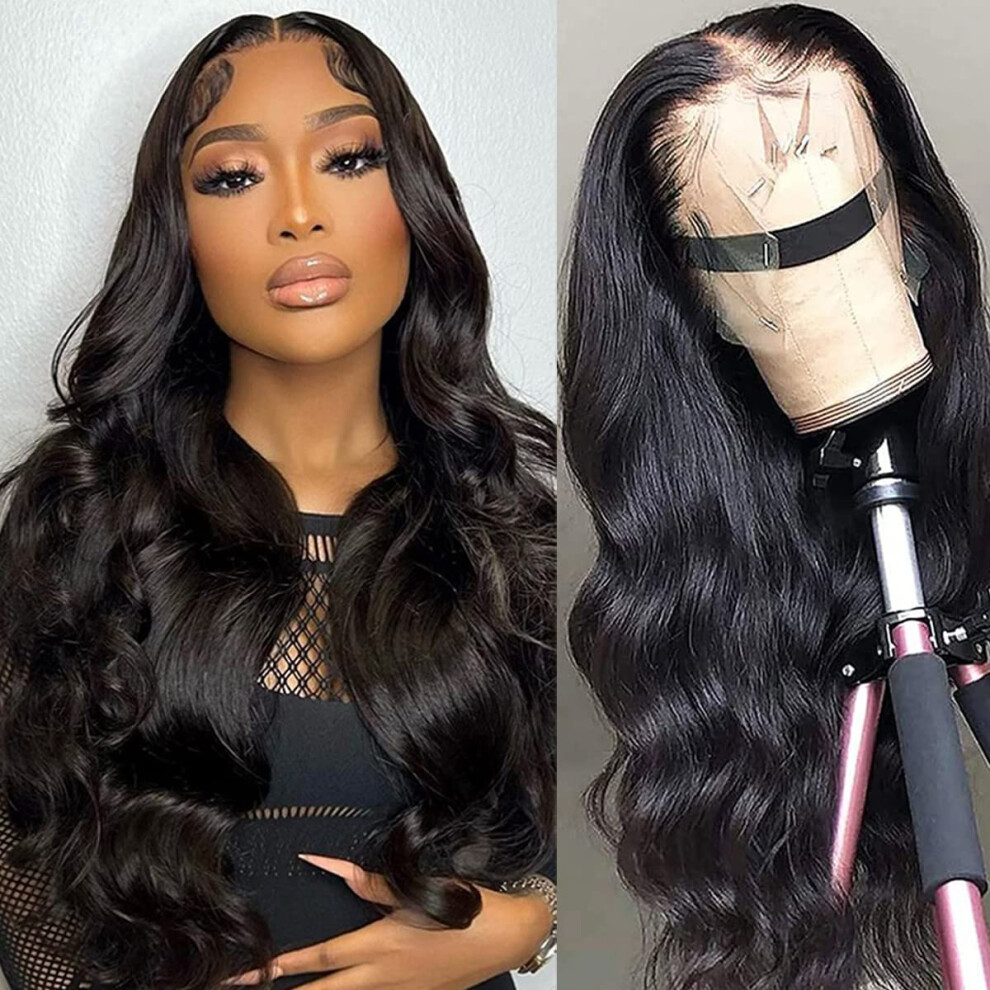 Brazilian Body Wave 13x4 Lace Front Human Hair Wig 26 Inch Pre Plucked Hairline 180% Density