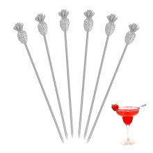 6PCS Gold Pineapple Metal Cocktail Stirrers Reusable Stainless Steel Swizzle Sticks for Drinks