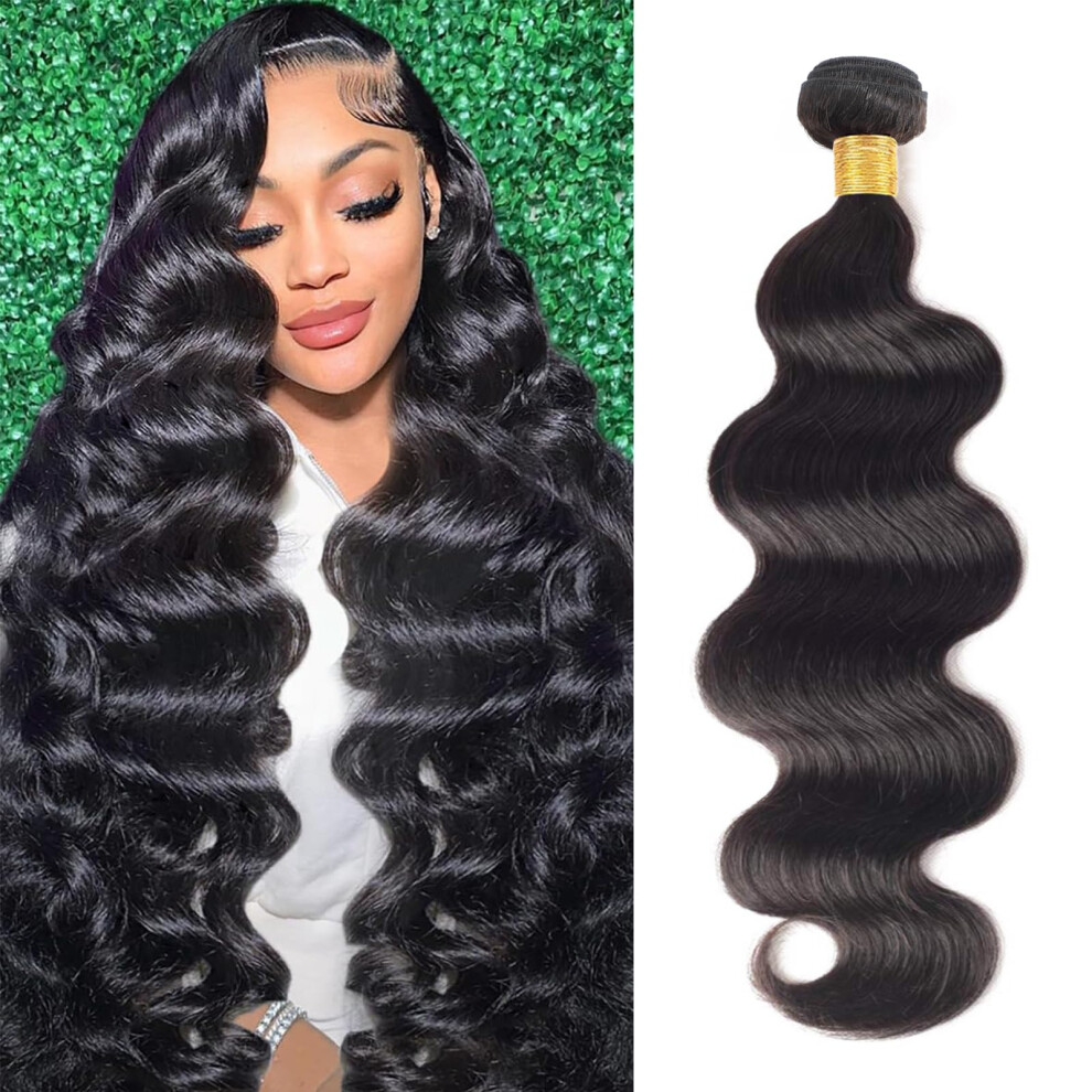 20 Inch Brazilian Body Wave Virgin Human Hair Extensions 12A Grade Natural Black Single Bundle 100g